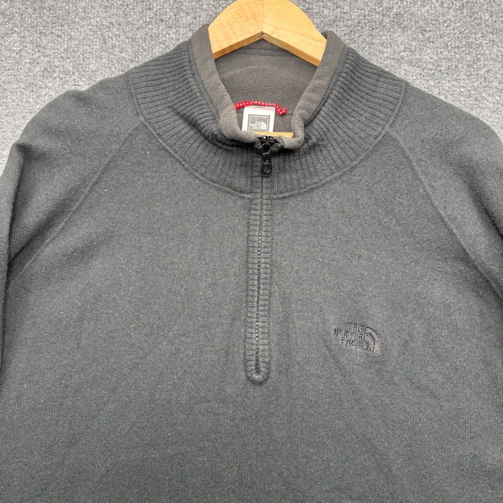 The North Face Quarter Zip Sweater Mens XXL Black Long Sleeve Wool Blend Casual